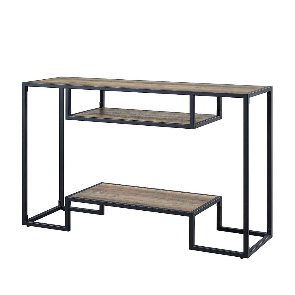 ACME Idella - Console Table - Rustic Oak & Black Finish | Meri Furniture