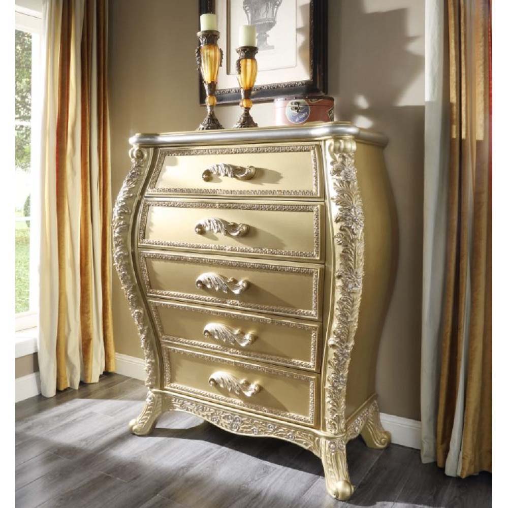 ACME Cabriole - Chest - Gold Finish | Meri Furniture