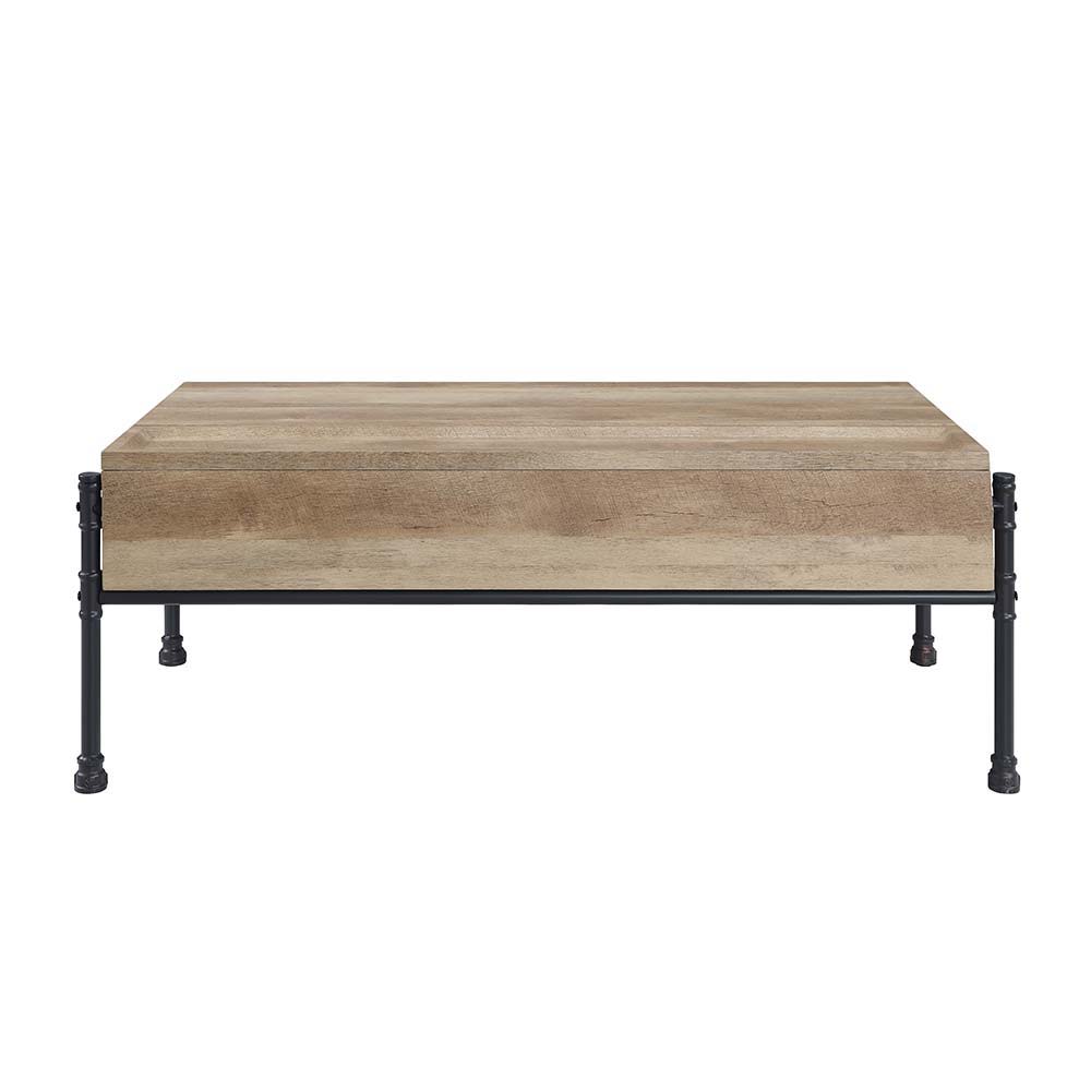 ACME Brantley - Coffee Table - Oak & Sandy Black Finish - 18" | Meri Furniture
