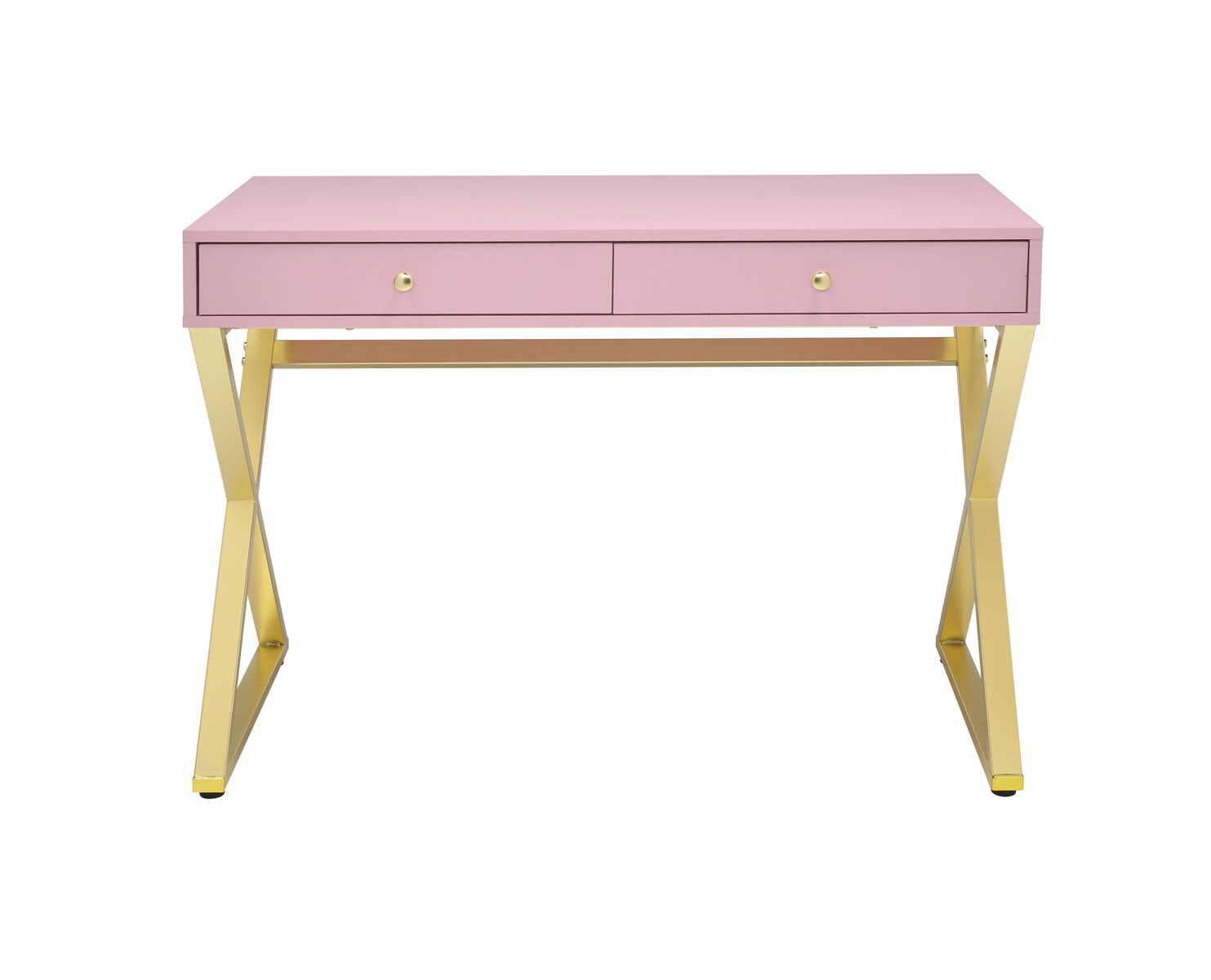 ACME Coleen - Vanity Desk - Pink & Gold Finish - 31" | Meri Furniture