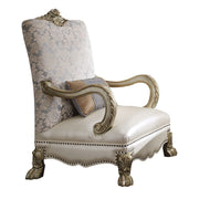 ACME Dresden II - Accent Chair - Pearl PU/Fabric & Gold Patina | Meri Furniture