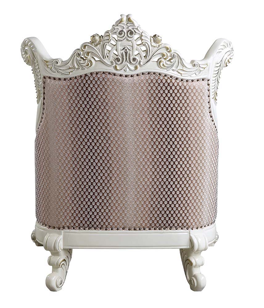 ACME Vanaheim - Chair - Fabric & Antique White Finish | Meri Furniture