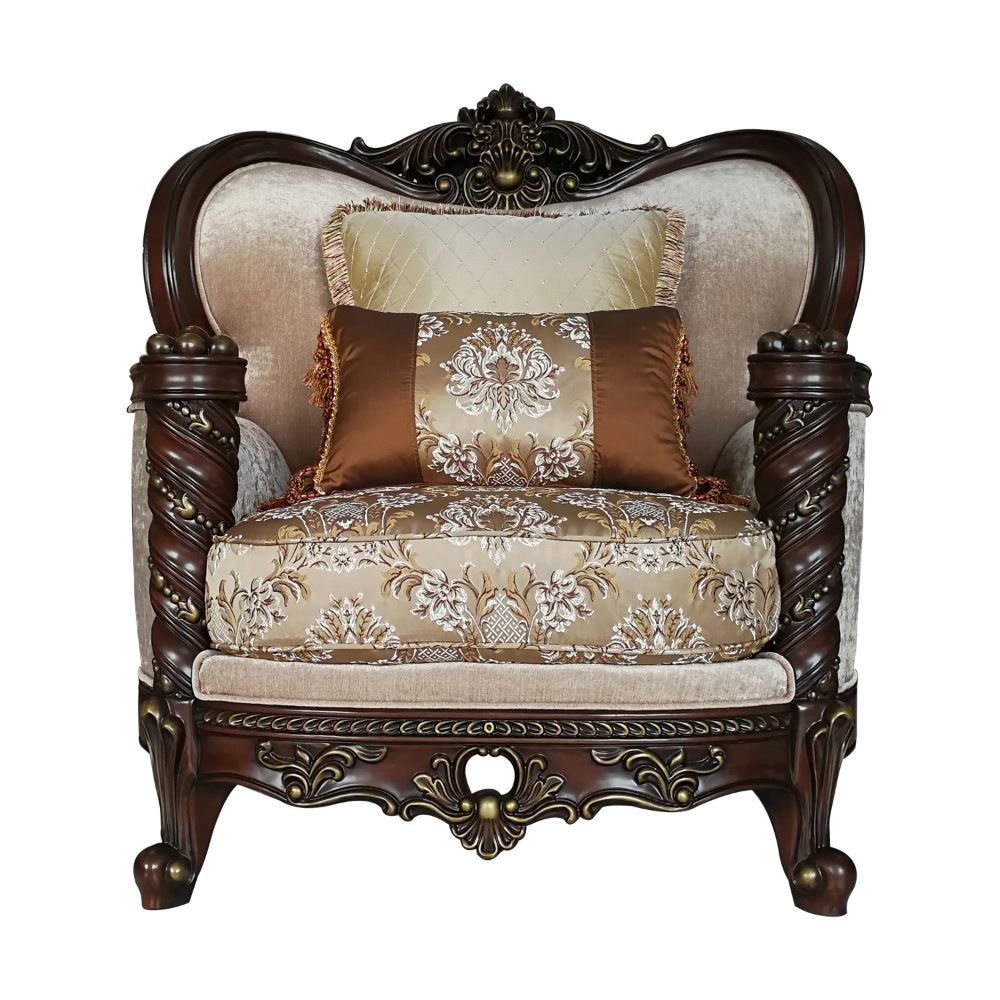 ACME Devayne - Chair - Fabric & Dark Walnut | Meri Furniture