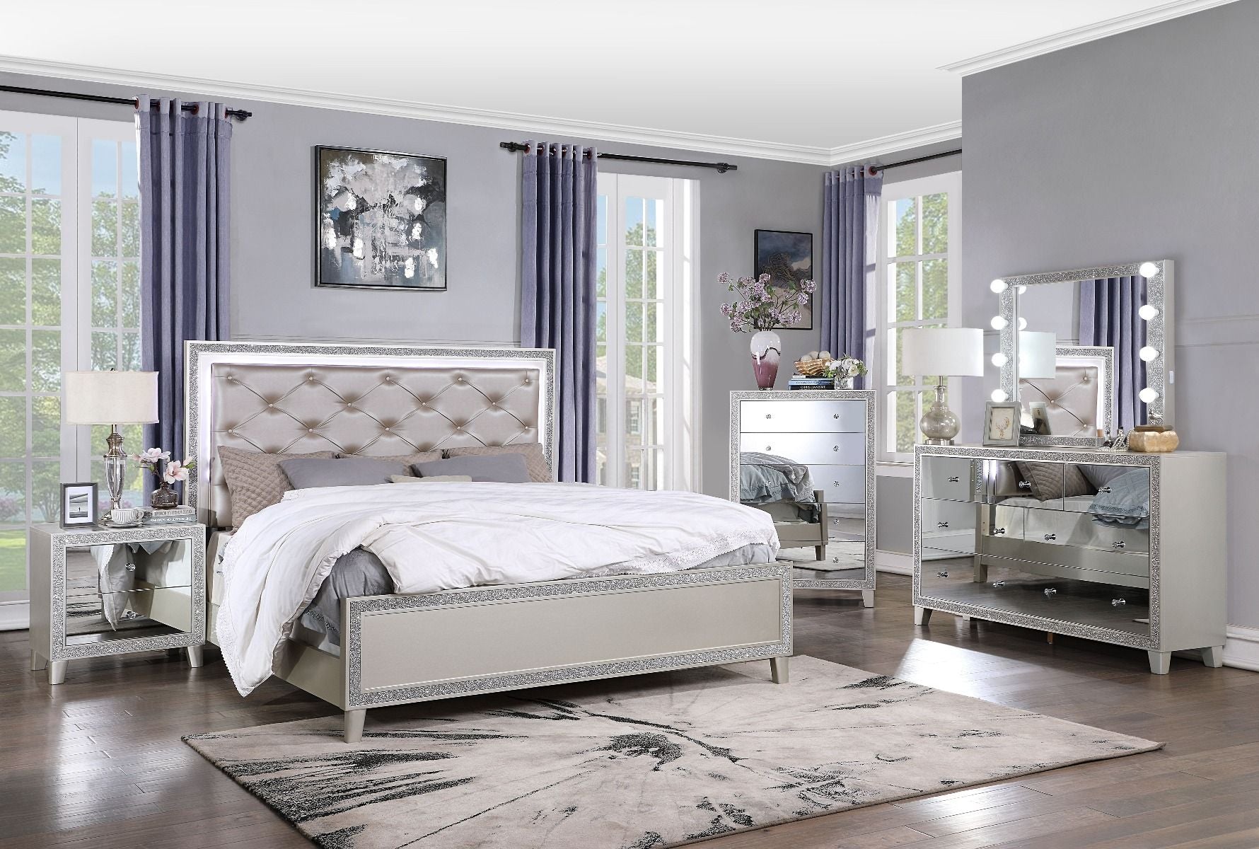 ACME Box Spring Not RequiredPadded Headboard & Storage Footboard Button Tufted HeadboardRaised Molding Trim | Meri Furniture