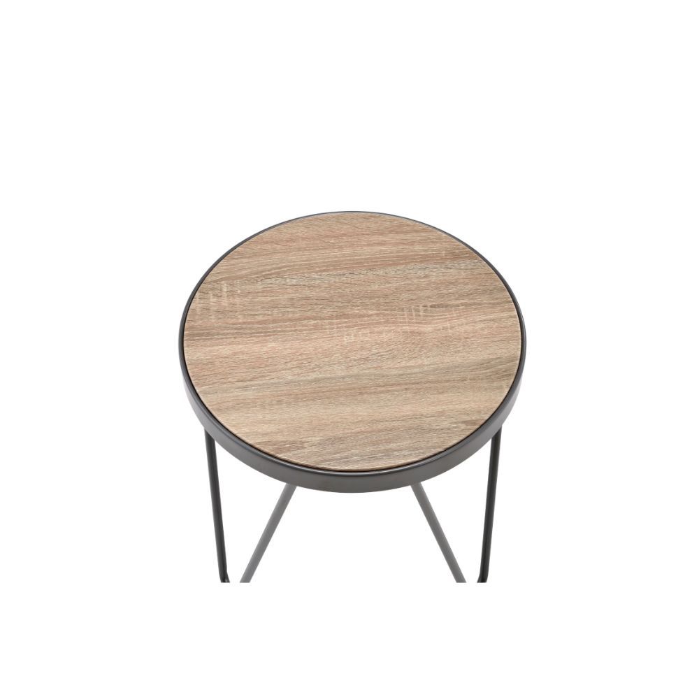 ACME The Bage occasional collection express your hipness with stylish industrial inspired design, its top is the perfect match for your living room space. Its banded edge gives it a solid look setting on the 3 "V" dark metal legs. | Meri Furniture
