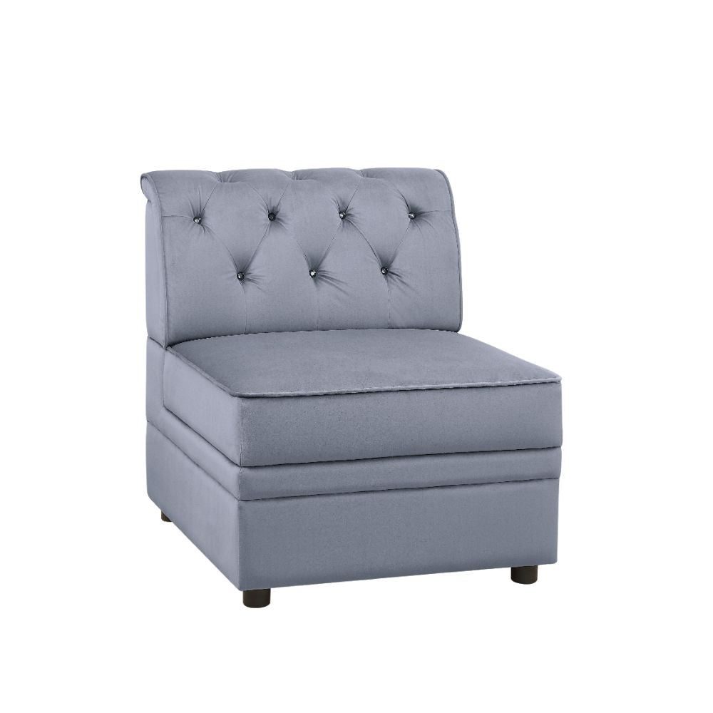 ACME Bois II - Armless Chair - Gray Velvet | Meri Furniture