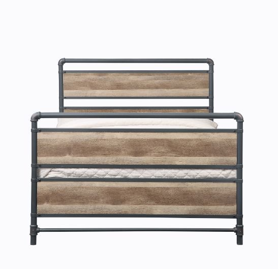 ACME Brantley - Full Bed - Antique Oak & Sandy Gray Finish | Meri Furniture