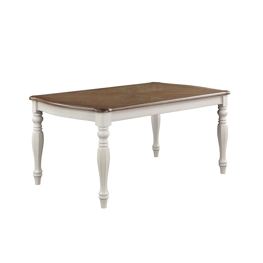 ACME Florian - Dining Table - Oak & Antique White | Meri Furniture