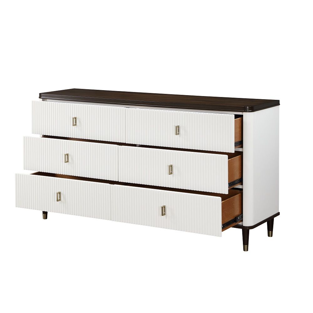 ACME Carena - Dresser With Jewelry Tray - White & Brown | Meri Furniture