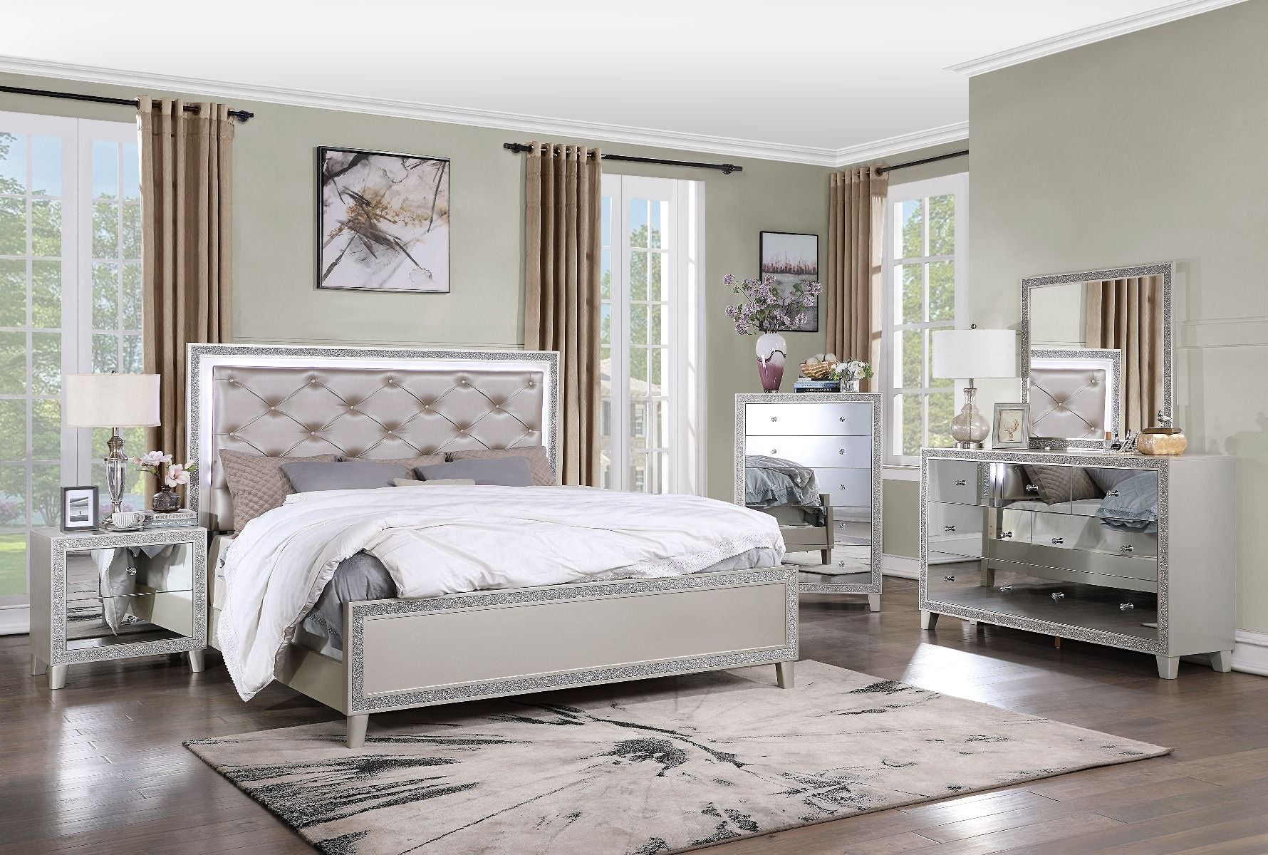 ACME Box Spring Not RequiredPadded Headboard & Storage Footboard Button Tufted HeadboardRaised Molding Trim | Meri Furniture