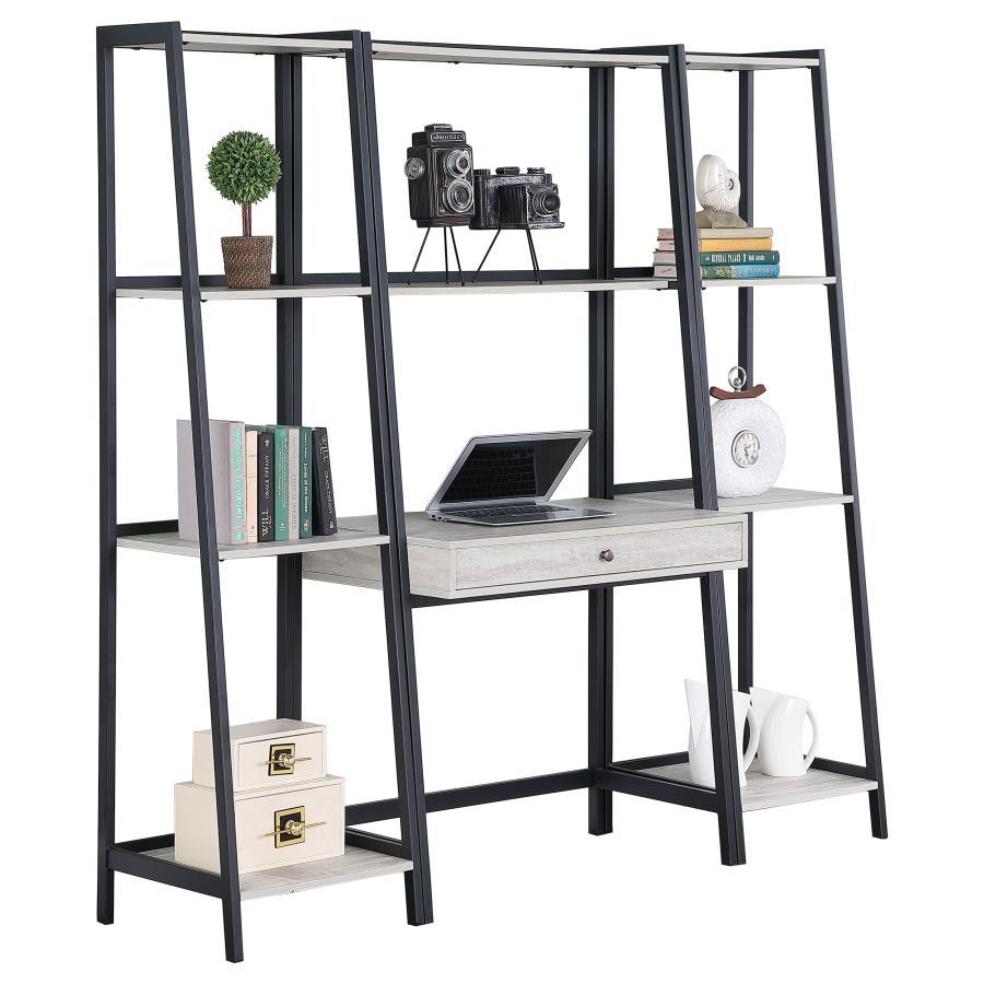 Coaster Fine Furniture Pinckard - 3 Piece Ladder Desk And Bookcase Set - Gray Stone | Meri Furniture