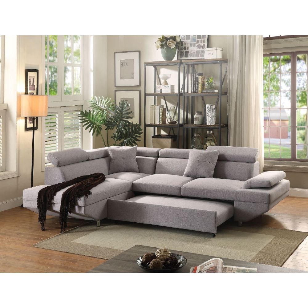 ACME Jemima - Sectional Sofa - Gray Fabric | Meri Furniture