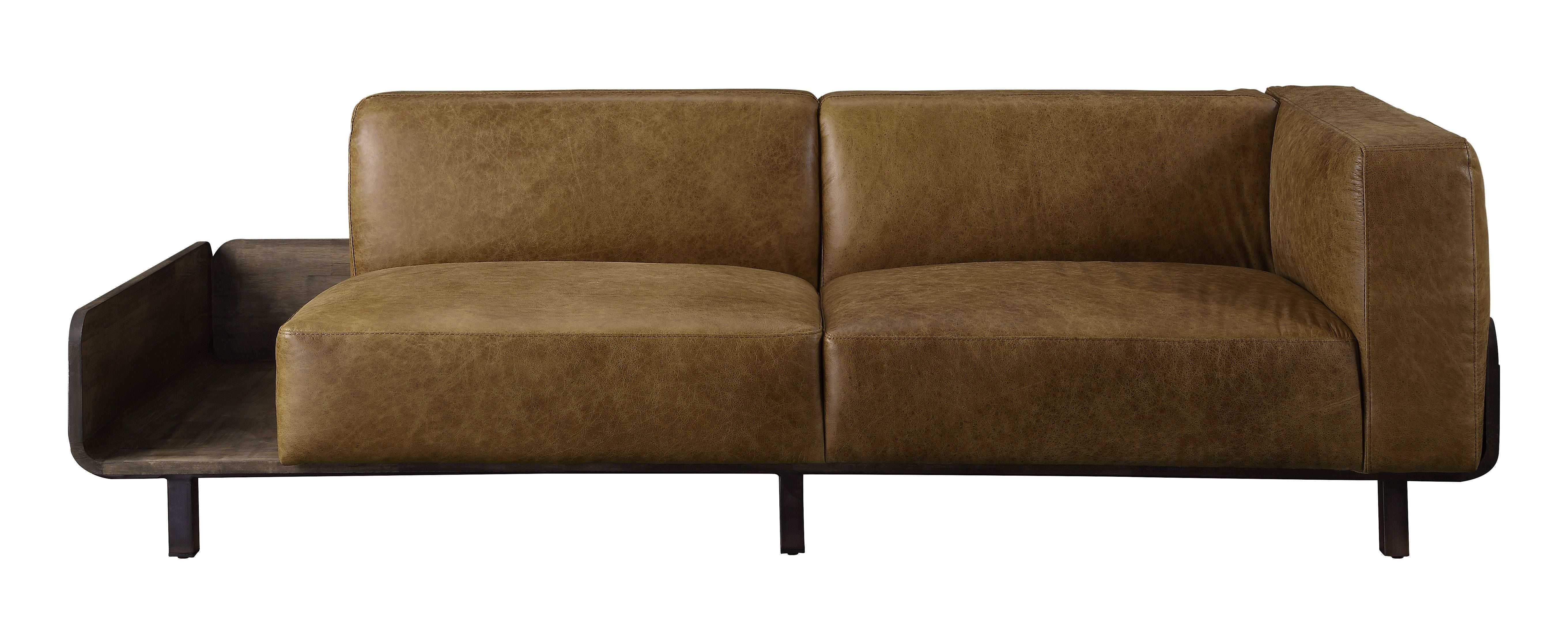 ACME Blanca - Sofa - Chestnut Top Grain Leather & Rustic Oak | Meri Furniture