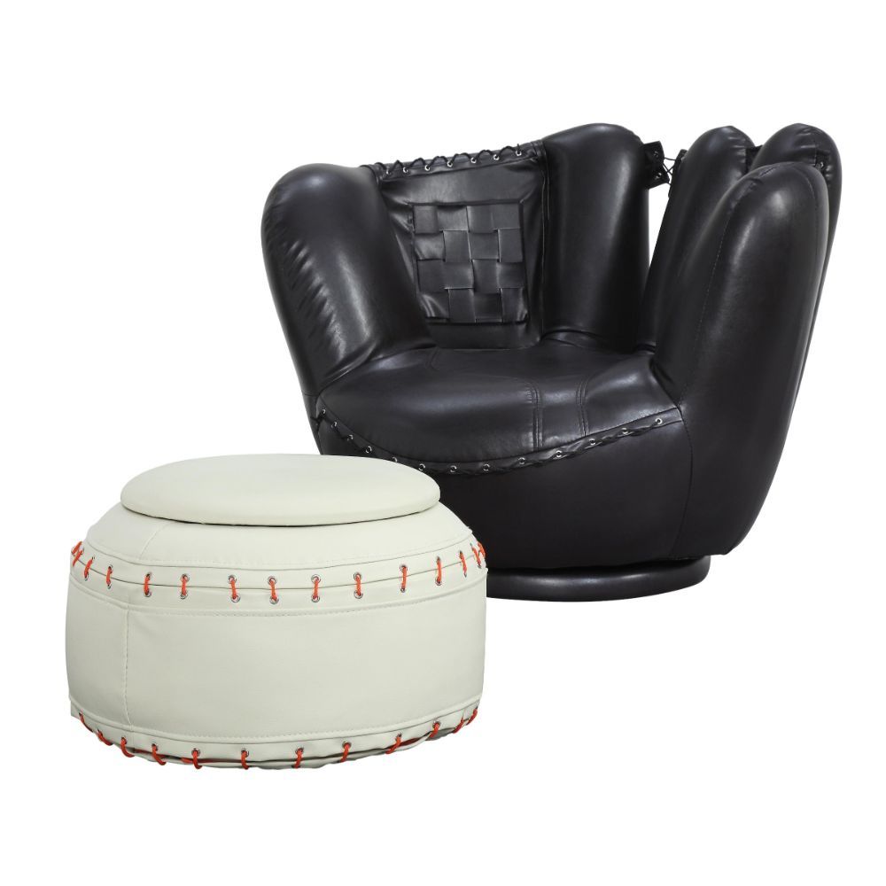 ACME Surprise your little fan with this All Star Swivel Chair and Ottoman. The comfortable and stylish swivel arm chair and matching ottoman are upholstered in durable and easy to clean upholstery. | Meri Furniture