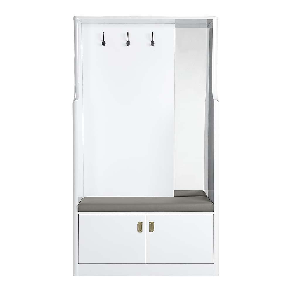 ACME Buck II - Hall Tree - White High Gloss Finish | Meri Furniture