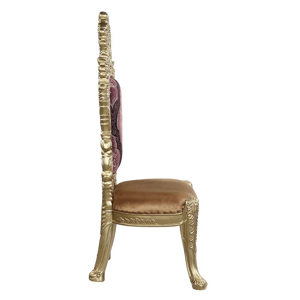 ACME Bernadette - Side Chair (Set of 2) - Pattern Fabric & Gold Finish | Meri Furniture