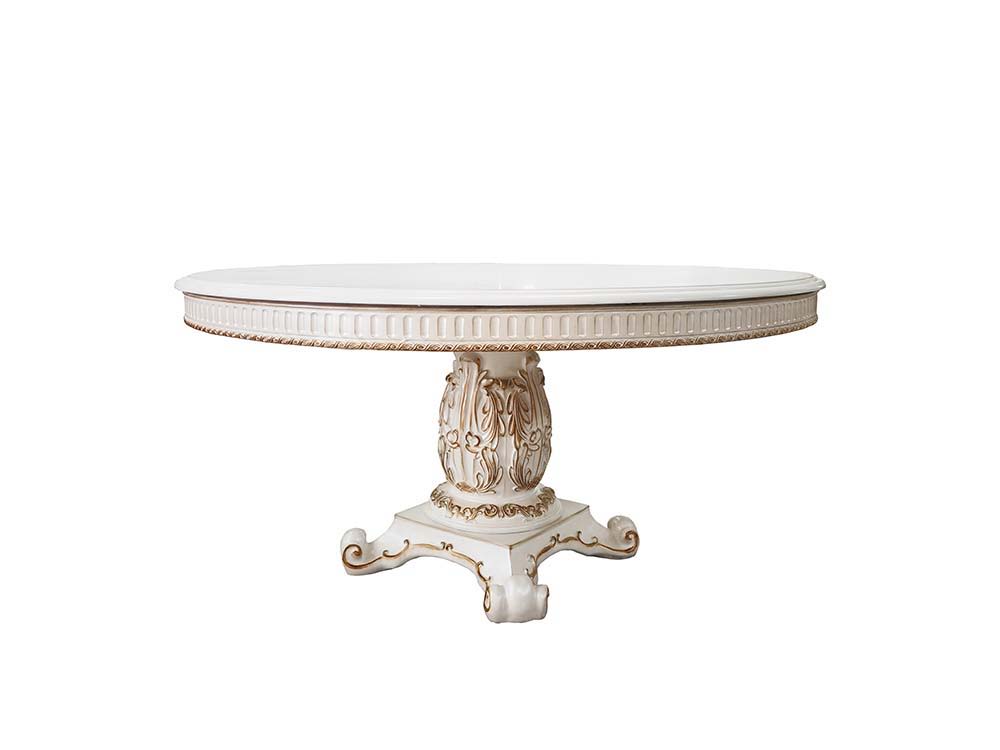 ACME Vendom - Dining Table - Antique Pearl Finish - 76" | Meri Furniture