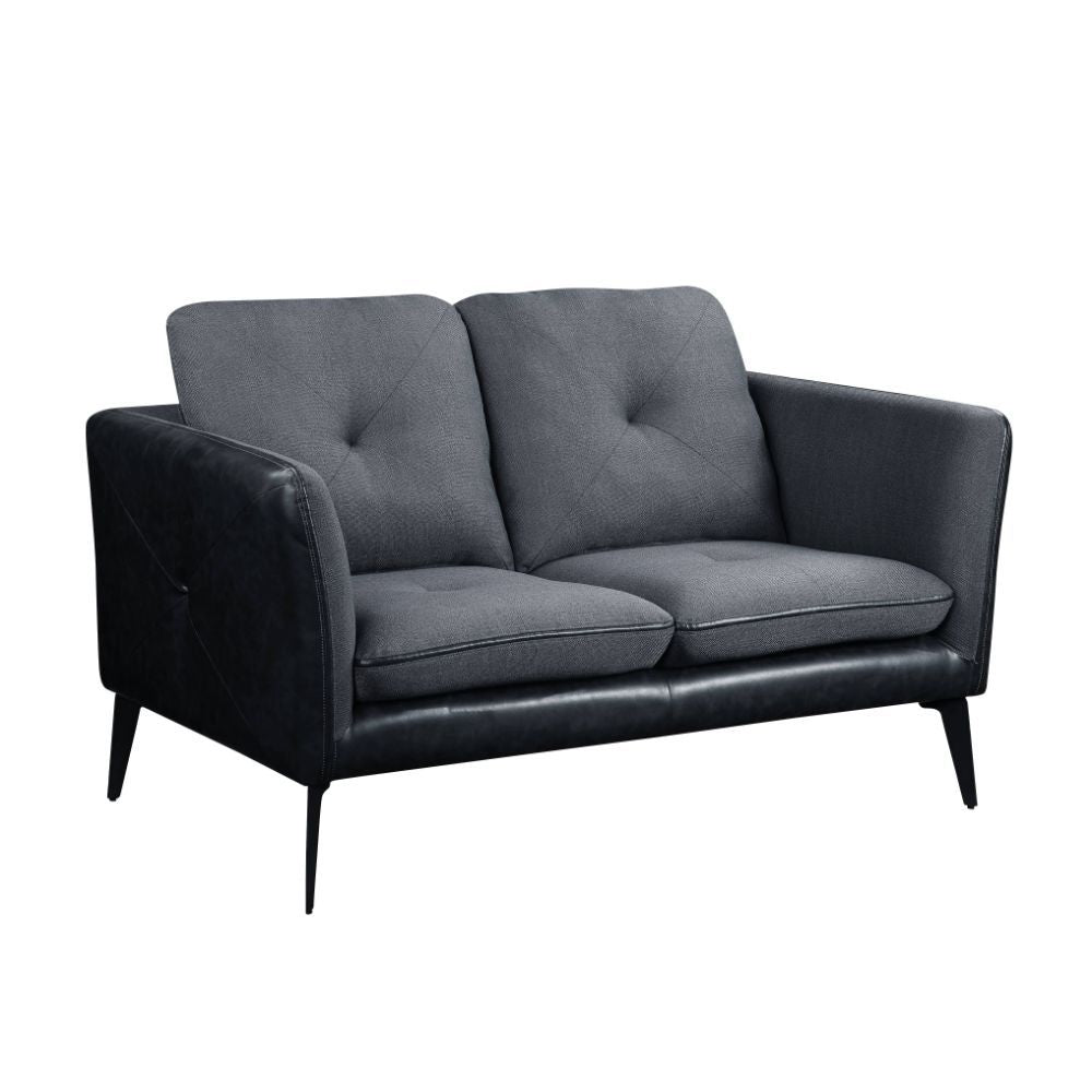 ACME Harun - Loveseat - Gray Fabric & PU | Meri Furniture