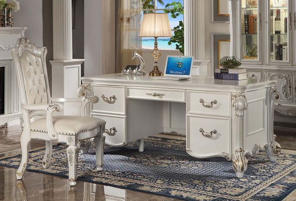 ACME Vendome - Executive Writing Desk - Antique Pearl Finish | Meri Furniture