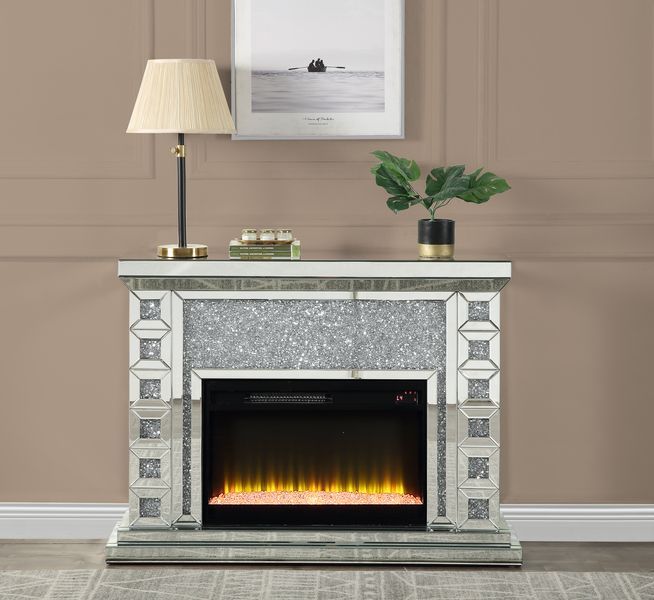 ACME Noralie - Fireplace - Mirrored - 35" | Meri Furniture