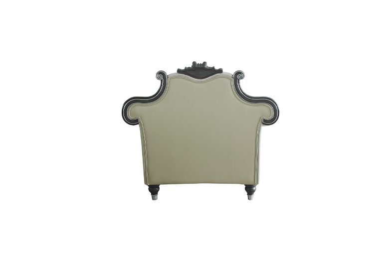 ACME House - Delphine - Chair - Two Tone Ivory Fabric, Beige PU & Charcoal Finish | Meri Furniture