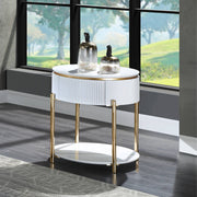ACME Daveigh - End Table - White High & Gold | Meri Furniture