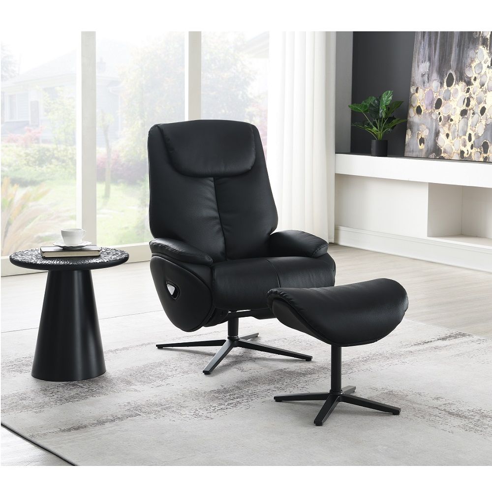 ACME Labonita - Motion Accent Chair With Swivel & Ottoman - Black | Meri Furniture