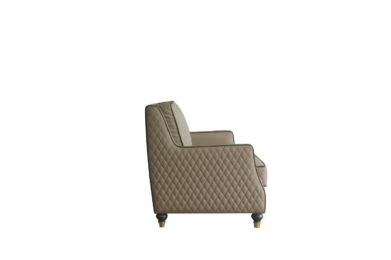 ACME House - Marchese Loveseat - Tan PU & Tobacco Finish | Meri Furniture