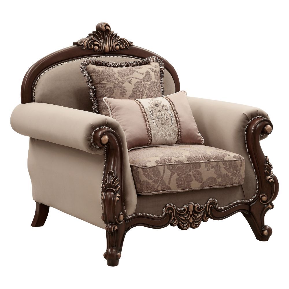 ACME Mehadi - Chair - Velvet & Walnut | Meri Furniture