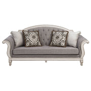 ACME Florian - Sofa With 4 Pillows - Gray & Antique White | Meri Furniture