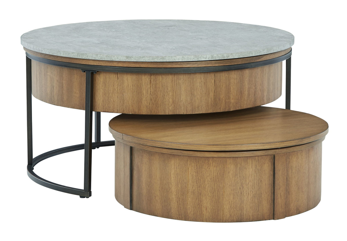 Signature Design by Ashley® Fridley - Gray / Brown / Black - Nesting Cocktail Tables (Set of 2) | Meri Furniture
