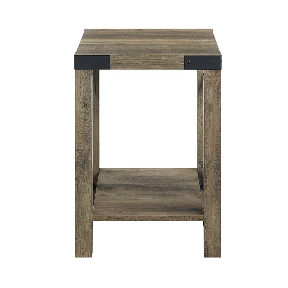 ACME Abiram - End Table - Rustic Oak Finish | Meri Furniture
