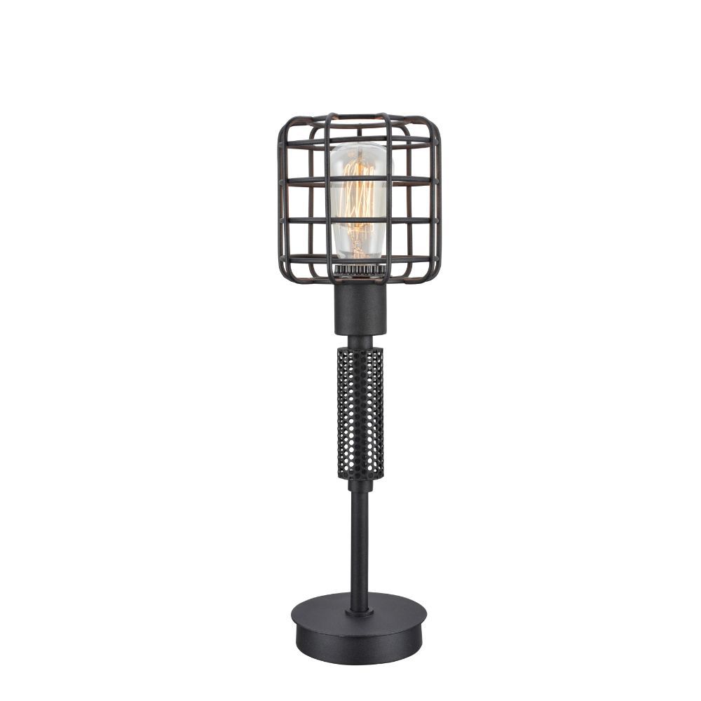 ACME The Marek floor lamp will enhance your home with the sleek and industrial style that will stand out in any room. This lamp features a simple metal cage shade and a base in a rich finish. | Meri Furniture