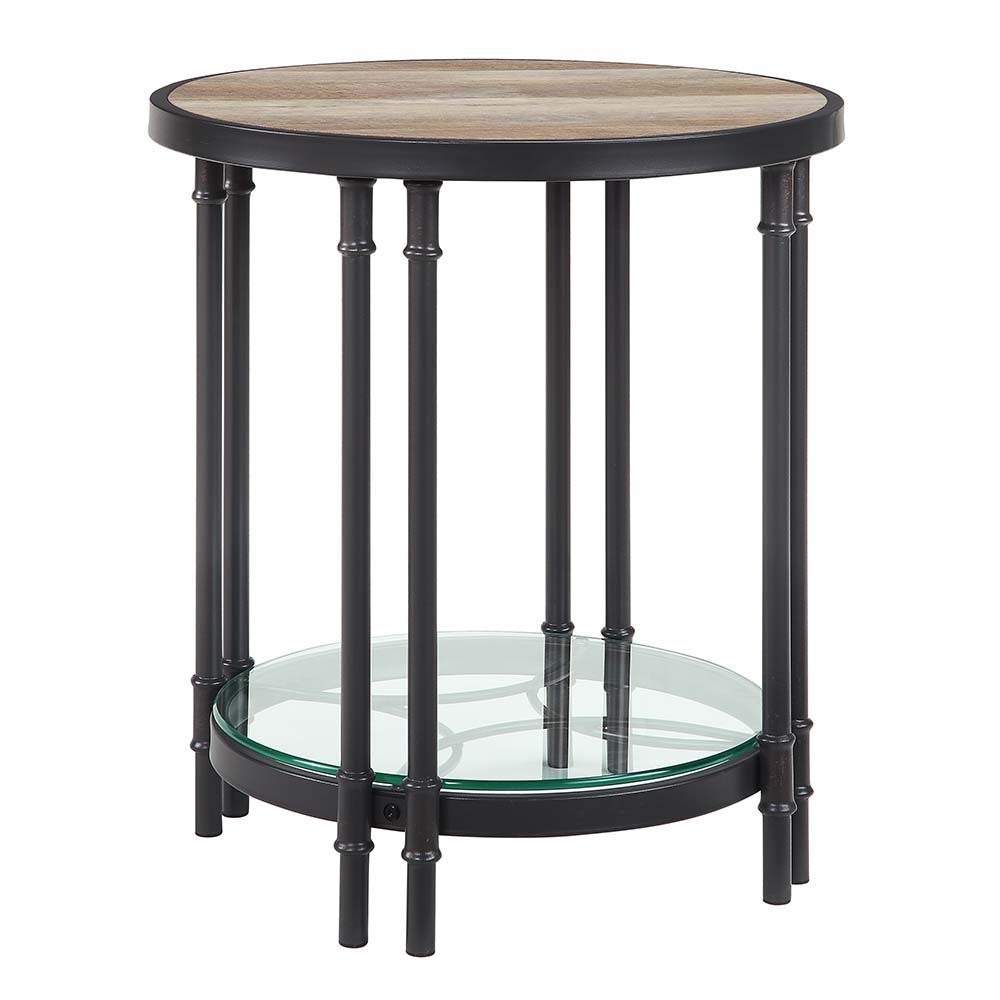 ACME Brantley - End Table - Oak & Sandy Black Finish - 24" | Meri Furniture