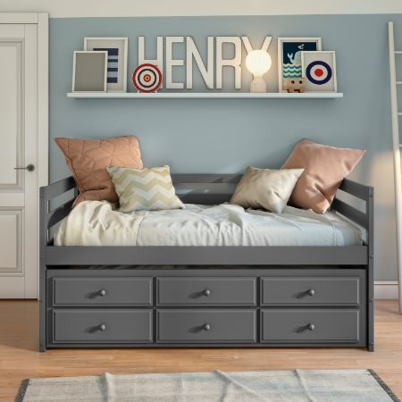 ACME Darcie - Captain Bed - Gray Finish | Meri Furniture