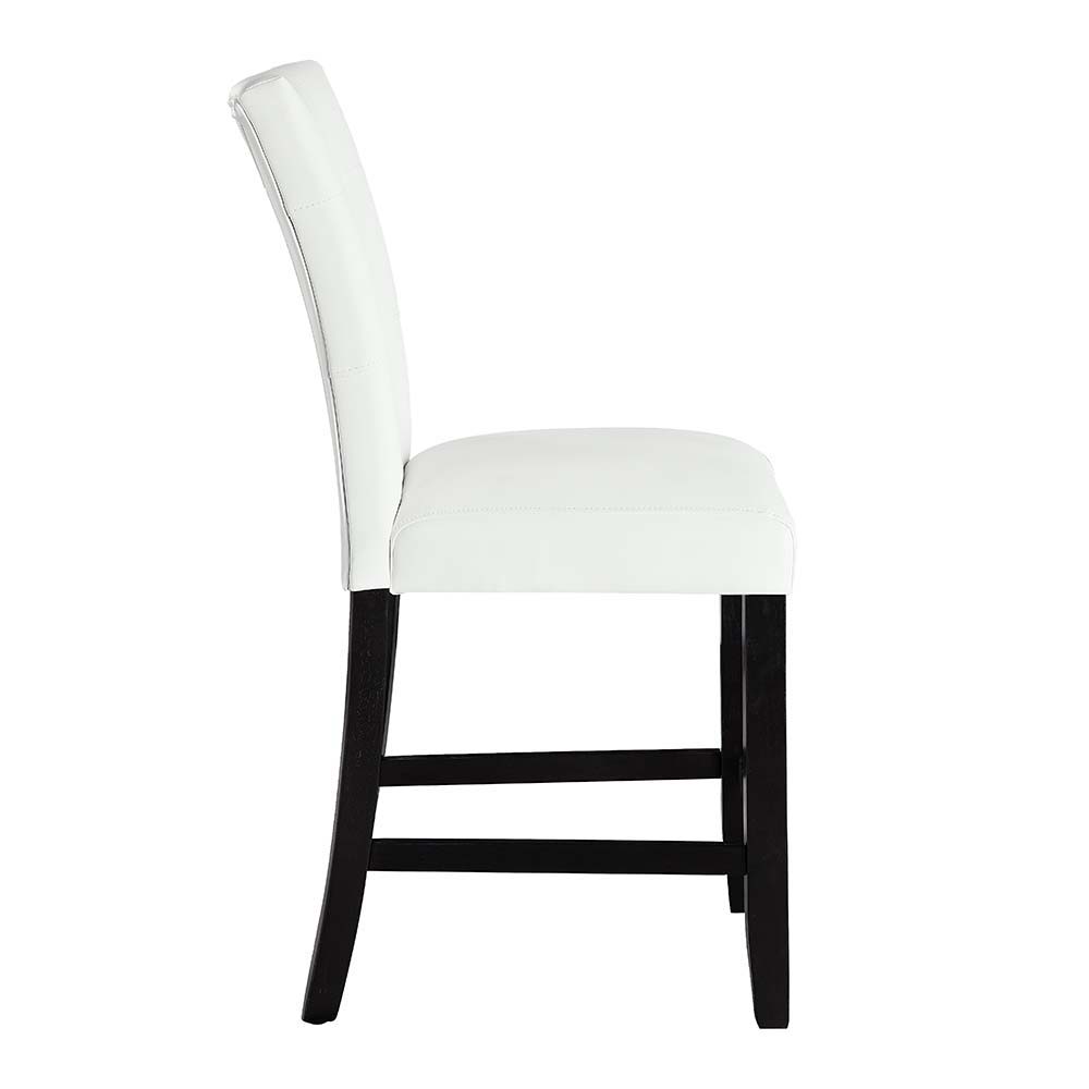 ACME Hussein - Counter Height Chair (Set of 2) - White PU & Black Finish | Meri Furniture
