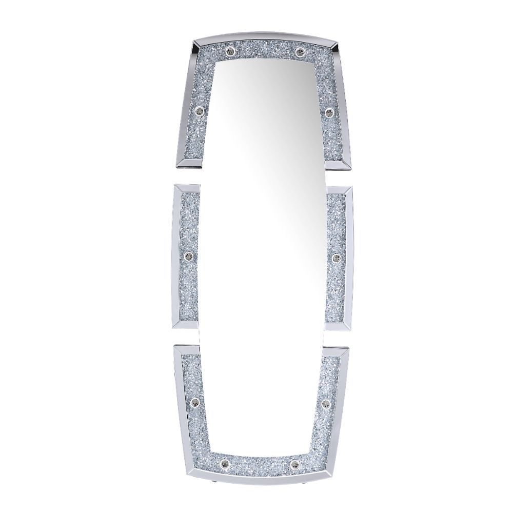 ACME Noralie - Accent Floor Mirror - Mirrored & Faux Diamonds - 63" | Meri Furniture