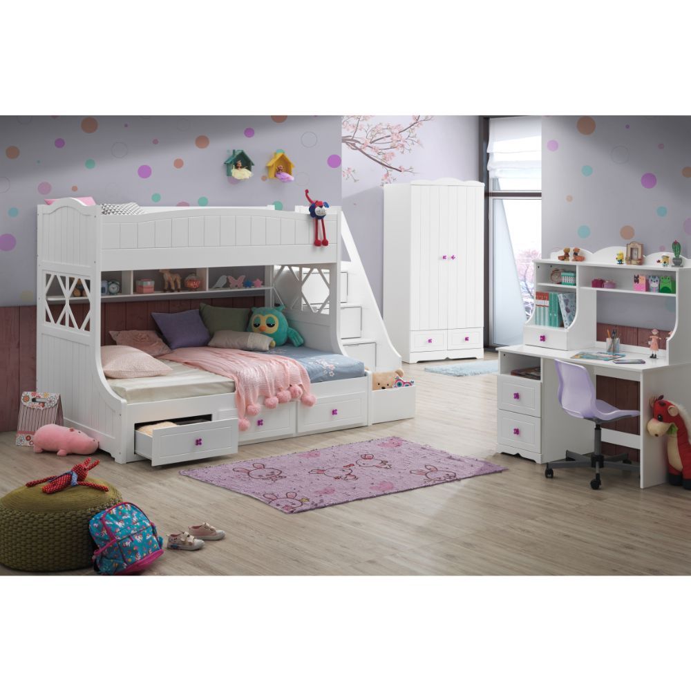 ACME Meyer - Twin Over Full Bunk Bed - White | Meri Furniture