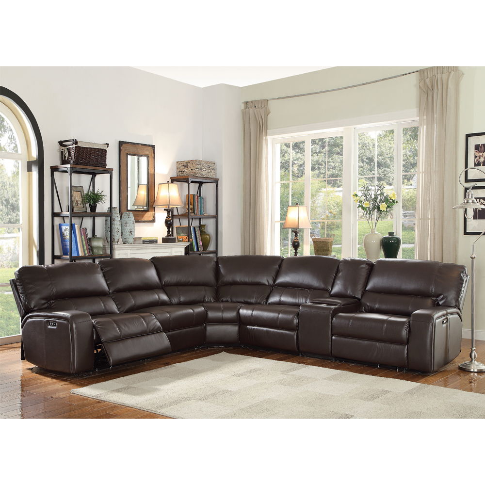 ACME Saul - Sectional Sofa - Espresso Leather-Aire | Meri Furniture