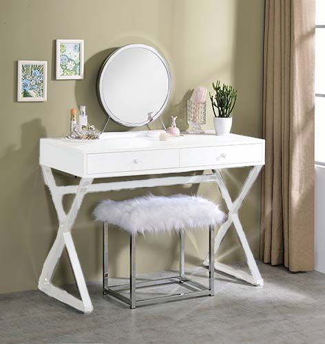 ACME Adao - Vanity Mirror - Faux Fur, Mirror | Meri Furniture