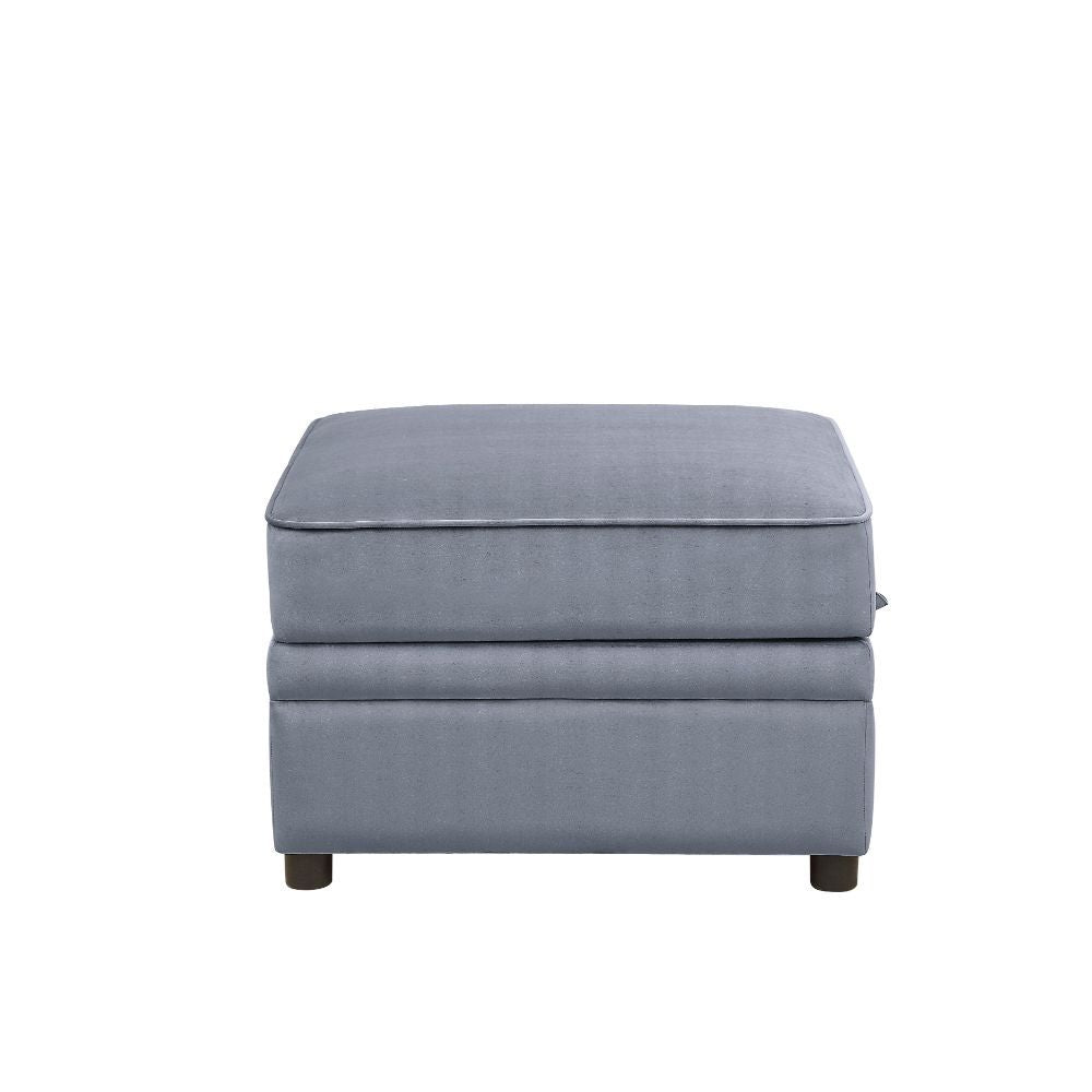 ACME Bois II - Ottoman - Gray Velvet | Meri Furniture