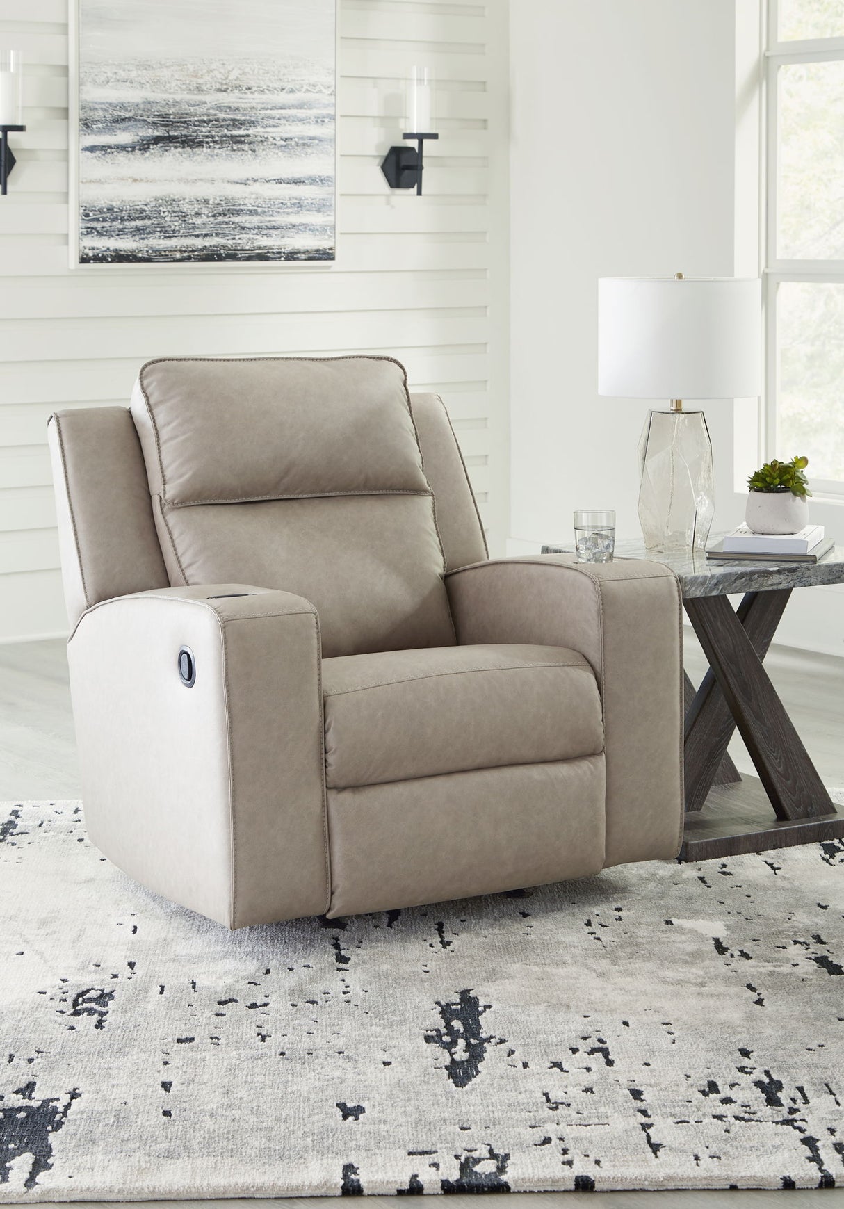 Signature Design by Ashley® Lavenhorne - Pebble - Rocker Recliner | Meri Furniture