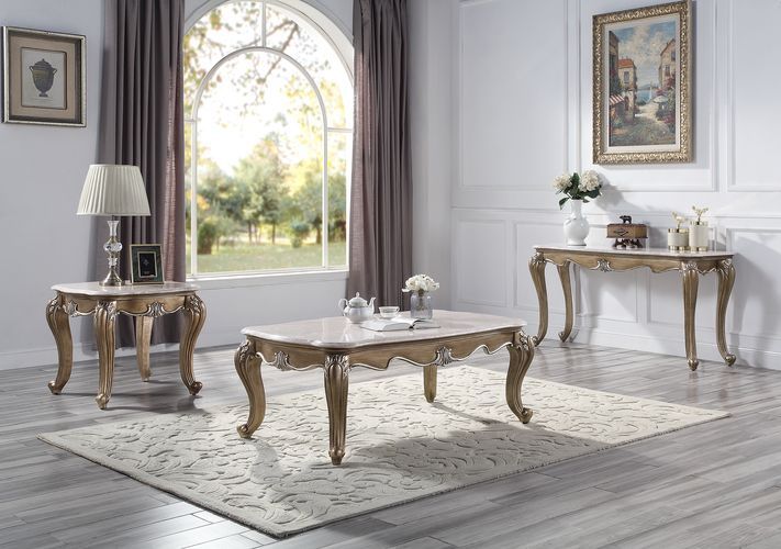 ACME C, Shaped Metal Frame w/Brass Finish, Oval Table Top, Dual Support Legs | Meri Furniture