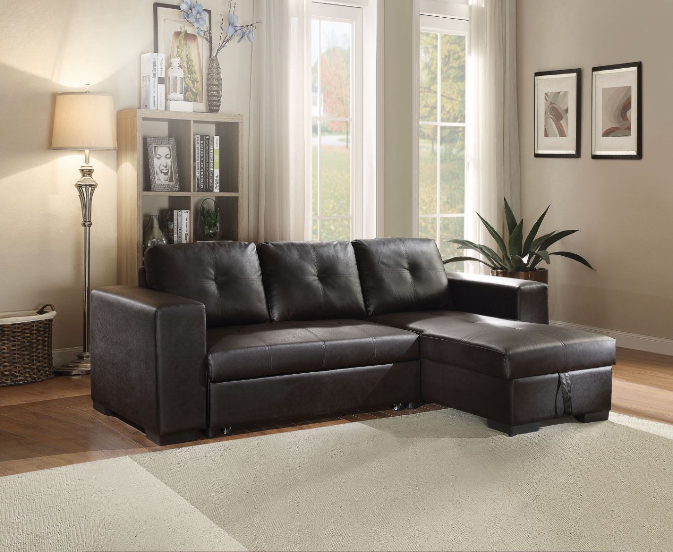 ACME Lloyd - Sectional Sofa - Black PU | Meri Furniture