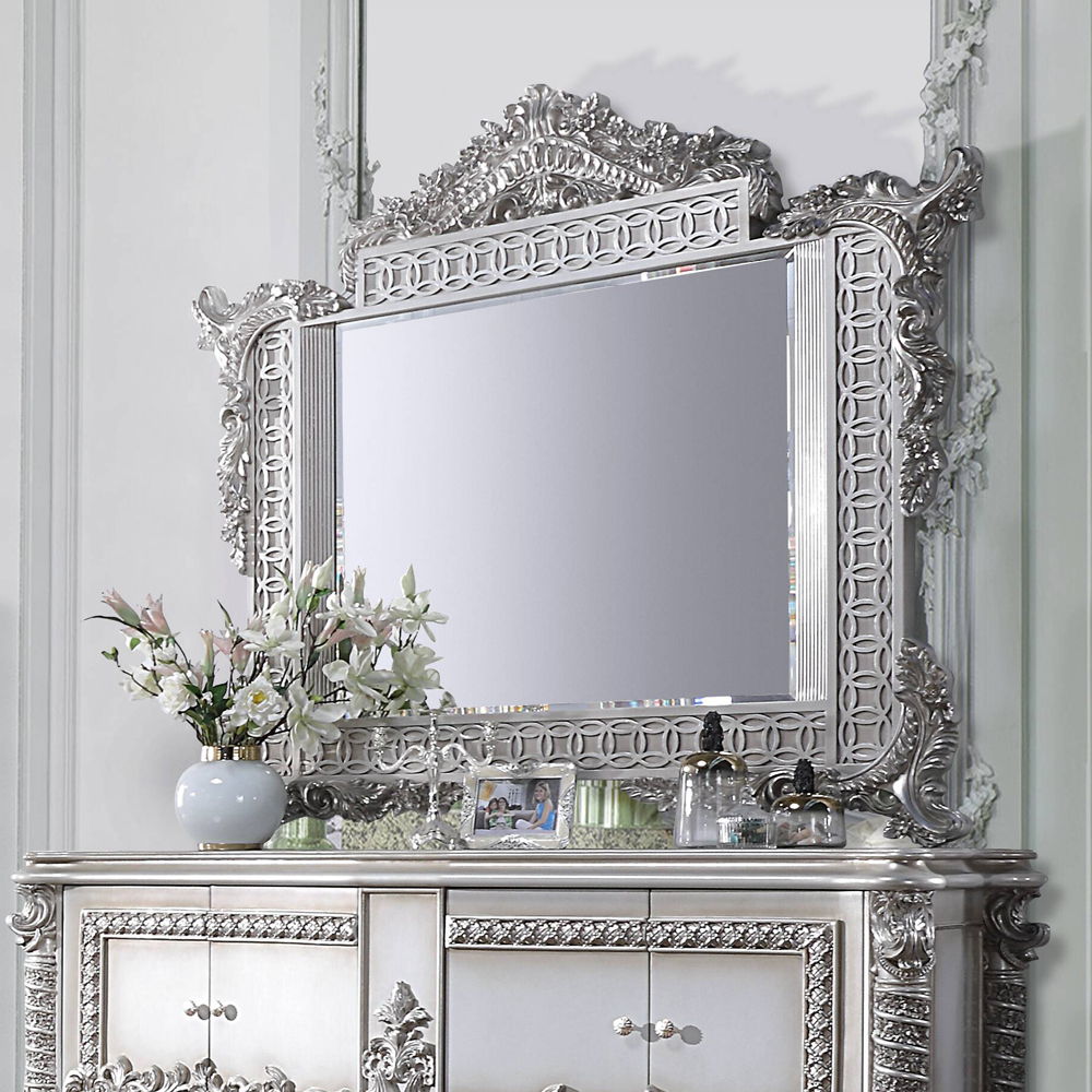 ACME Valkyrie - Mirror - PU, Light Gold & Gray Finish | Meri Furniture
