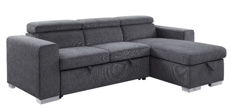 ACME Natalie - Sectional Sofa - Gray Chenille | Meri Furniture