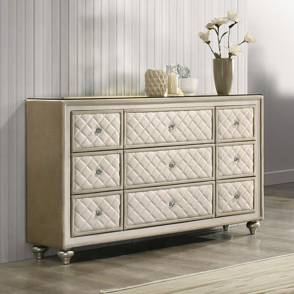 ACME Lucienne - Dresser - Beige Velvet | Meri Furniture