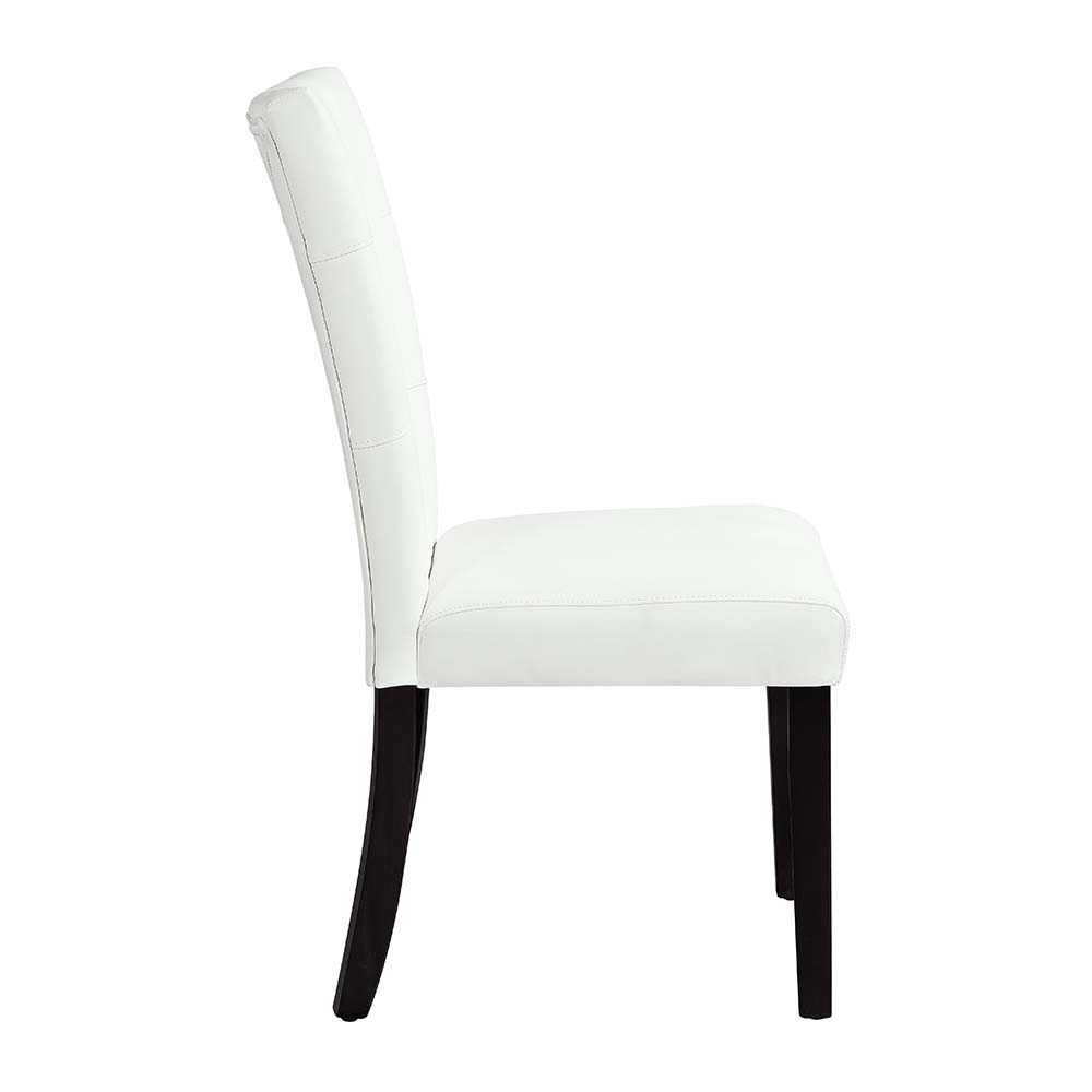 ACME Hussein - Side Chair (Set of 2) - White PU & Black Finish | Meri Furniture