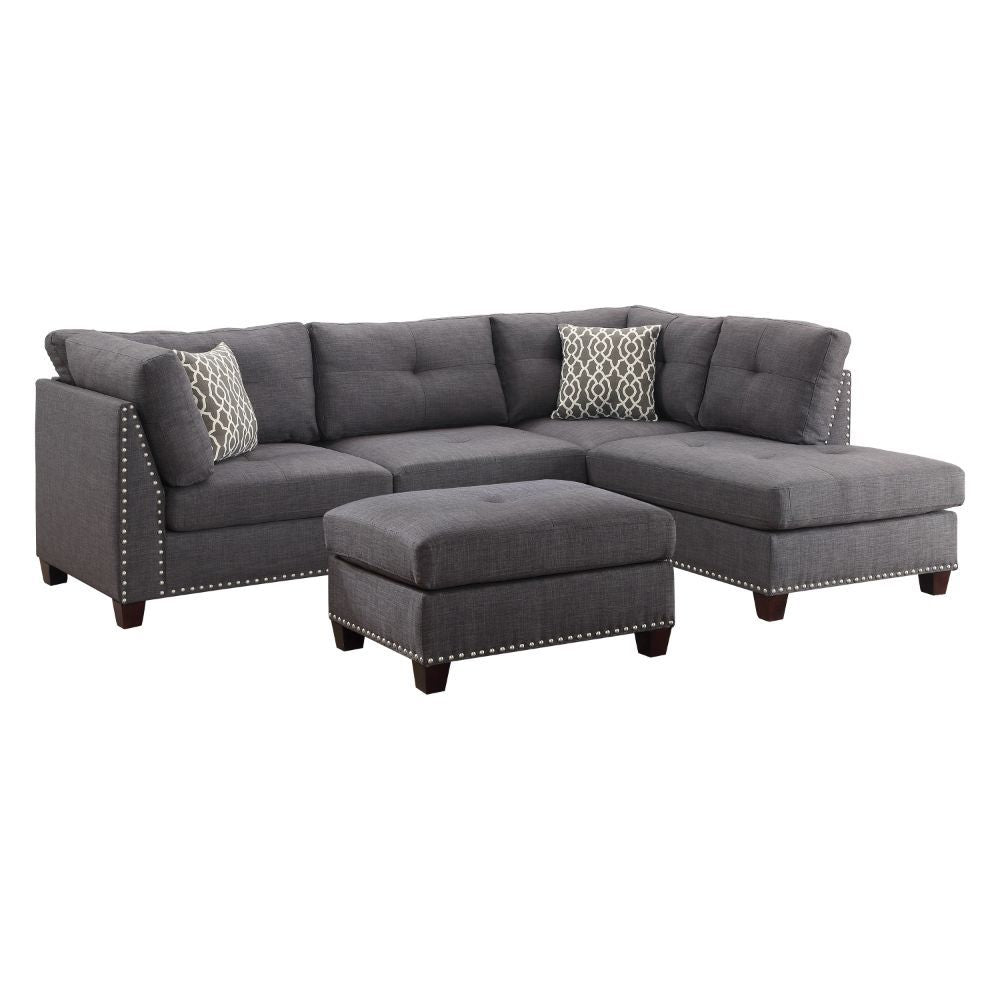 ACME Laurissa - Sectional Sofa & Ottoman (2 Pillows) | Meri Furniture