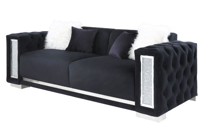 ACME Trislar - Sofa - Black Velvet - 33" | Meri Furniture